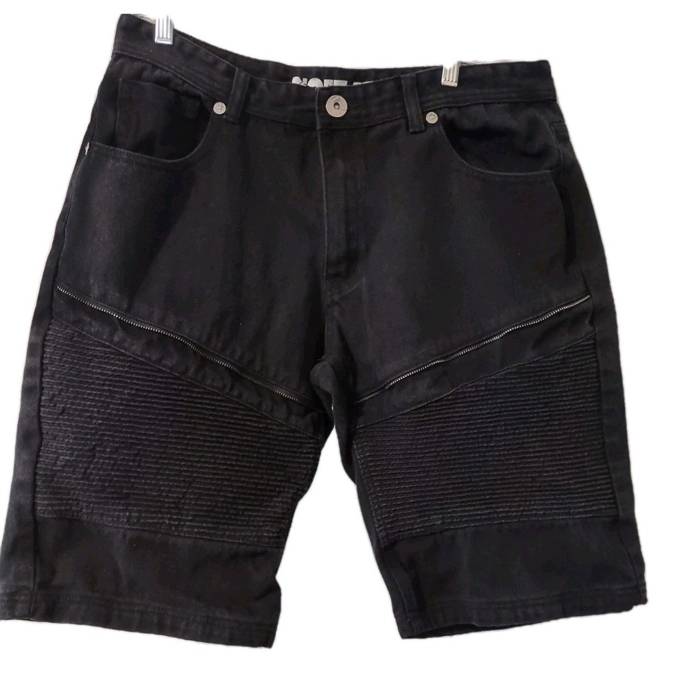 Noiz Jeans Black Shorts Size 40 (Actual 38) Pockets Denim Casual Logo Belt Loops